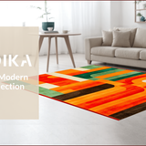 Ultra Soft Area Rug, Non Slip, Stain Resistant, Washable Area Rugs for Living Room, Bedroom, Dynamic Earth Tone Geometric Visual(Orange)