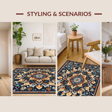 Ultra Soft Area Rug, Non Slip, Stain Resistant, Washable Area Rugs for Living Room, Bedroom, Artistic Multi-Tone Swirl Pattern(Blue)