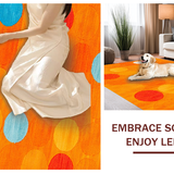 Ultra Soft Area Rug, Non Slip, Stain Resistant, Washable Area Rugs for Living Room, Bedroom, Playful Circular Educational Aesthetic(Orange)