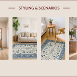 Ultra Soft Area Rug, Non Slip, Stain Resistant, Washable Area Rugs for Living Room, Bedroom, Elegant Soft Patterned Motif(Ivory)