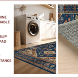 Ultra Soft Area Rug, Non Slip, Stain Resistant, Washable Area Rugs for Living Room, Bedroom, Tribal Inspired Vintage Motif(Blue)