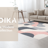 Ultra Soft Area Rug, Non Slip, Stain Resistant, Washable Area Rugs for Living Room, Bedroom, Sleek Modern Curvilinear Arrangement(White)