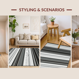 Ultra Soft Area Rug, Non Slip, Stain Resistant, Washable Area Rugs for Living Room, Bedroom, Striking Abstract Outdoor Stripe Theme(Gray)