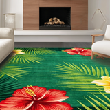 Ultra Soft Area Rug, Non Slip, Stain Resistant, Washable Area Rugs for Living Room, Bedroom, Abstract Rustic Botanical Illustration(Green)