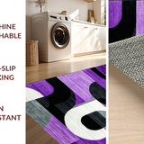Ultra Soft Area Rug, Non Slip, Stain Resistant, Washable Area Rugs for Living Room, Bedroom, Artistic Color Block Arrangement(Purple)