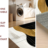 Ultra Soft Area Rug, Non Slip, Stain Resistant, Washable Area Rugs for Living Room, Bedroom, Chic Abstract Gold and Black Shapes(Gold)