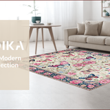 Ultra Soft Area Rug, Non Slip, Stain Resistant, Washable Area Rugs for Living Room, Bedroom, Elegant Butterfly Floral Arrangement(Beige)