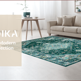 Ultra Soft Area Rug, Non Slip, Stain Resistant, Washable Area Rugs for Living Room, Bedroom, Serene Light Blue Abstract Design(Green)