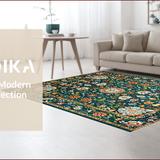 Ultra Soft Area Rug, Non Slip, Stain Resistant, Washable Area Rugs for Living Room, Bedroom, Elegant Floral Artistry Inspiration(Blue)