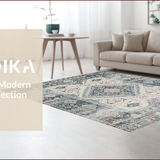 Ultra Soft Area Rug, Non Slip, Stain Resistant, Washable Area Rugs for Living Room, Bedroom, Eclectic Geometric Textured Motif(Gray)
