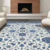 Ultra Soft Area Rug, Non Slip, Stain Resistant, Washable Area Rugs for Living Room, Bedroom, Elegant Oriental Floral Scroll(White)