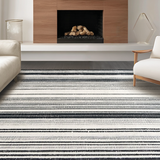 Ultra Soft Area Rug, Non Slip, Stain Resistant, Washable Area Rugs for Living Room, Bedroom, Black and White Linear Stripe Rug, Absorbent Layered Pattern, Non Slip Base(Black)