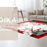 Ultra Soft Area Rug, Non Slip, Stain Resistant, Washable Area Rugs for Living Room, Bedroom, Contemporary Plum Blossom Design(Red)