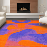 Ultra Soft Area Rug, Non Slip, Stain Resistant, Washable Area Rugs for Living Room, Bedroom, Lively Colorful Flowing Shapes(Orange)