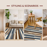 Ultra Soft Area Rug, Non Slip, Stain Resistant, Washable Area Rugs for Living Room, Bedroom, Lively Patterned Striping with Flair(Brown)