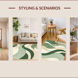 Ultra Soft Area Rug, Non Slip, Stain Resistant, Washable Area Rugs for Living Room, Bedroom, Distressed Contemporary Bedroom Carpet for High Traffic Areas(Green)