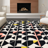 Ultra Soft Area Rug, Non Slip, Stain Resistant, Washable Area Rugs for Living Room, Bedroom, Chic Geometric Harlequin Aesthetic(Black)