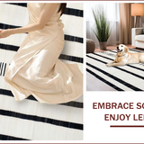 Ultra Soft Area Rug, Non Slip, Stain Resistant, Washable Area Rugs for Living Room, Bedroom, Chic Striped Minimalist Aesthetic(Black)