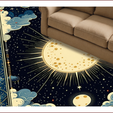 Ultra Soft Area Rug, Non Slip, Stain Resistant, Washable Area Rugs for Living Room, Bedroom, Elegant Cosmic Crescent Motif(Blue)