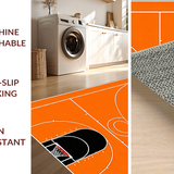 Ultra Soft Area Rug, Non Slip, Stain Resistant, Washable Area Rugs for Living Room, Bedroom, Energetic Playful Court Design(Orange)