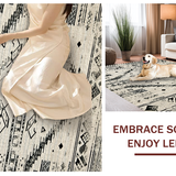 Ultra Soft Area Rug, Non Slip, Stain Resistant, Washable Area Rugs for Living Room, Bedroom, Vintage Geometric Black Tones(Gray)