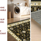Ultra Soft Area Rug, Non Slip, Stain Resistant, Washable Area Rugs for Living Room, Bedroom, Rustic Tiled Pattern Diversity(Black)