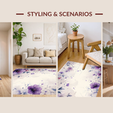 Ultra Soft Area Rug, Non Slip, Stain Resistant, Washable Area Rugs for Living Room, Bedroom, Whimsical Floral Brushstroke Creation(Purple)
