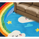 Ultra Soft Area Rug, Non Slip, Stain Resistant, Washable Area Rugs for Living Room, Bedroom, Cute Washable Shaggy Bathroom Area Mat(Blue)