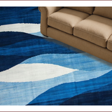 Ultra Soft Area Rug, Non Slip, Stain Resistant, Washable Area Rugs for Living Room, Bedroom, Contemporary Abstract Curved Design(Blue)