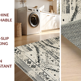 Ultra Soft Area Rug, Non Slip, Stain Resistant, Washable Area Rugs for Living Room, Bedroom, Vintage Geometric Black Tones(Gray)