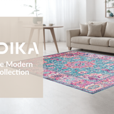 Ultra Soft Area Rug, Non Slip, Stain Resistant, Washable Area Rugs for Living Room, Bedroom, Artful Colorful Medallion Pattern(Blue)