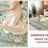 Ultra Soft Area Rug, Non Slip, Stain Resistant, Washable Area Rugs for Living Room, Bedroom, Elegant Pastel Floral Motif(Blue)