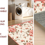 Ultra Soft Area Rug, Non Slip, Stain Resistant, Washable Area Rugs for Living Room, Bedroom, Rustic Earthy Rose Pattern(Beige)