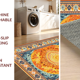 Ultra Soft Area Rug, Non Slip, Stain Resistant, Washable Area Rugs for Living Room, Bedroom, Warm Toned Retro Sun Motif(Orange)
