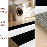 Ultra Soft Area Rug, Non Slip, Stain Resistant, Washable Area Rugs for Living Room, Bedroom, Timeless Vintage Striped Elegance(Black)