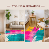 Ultra Soft Area Rug, Non Slip, Stain Resistant, Washable Area Rugs for Living Room, Bedroom, Chic Minimalist Textured Waves(Pink)