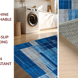 Ultra Soft Area Rug, Non Slip, Stain Resistant, Washable Area Rugs for Living Room, Bedroom, Chic Blue Tiled Pattern Aesthetic(Blue)