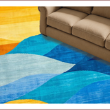 Ultra Soft Area Rug, Non Slip, Stain Resistant, Washable Area Rugs for Living Room, Bedroom, Dynamic Color-Blocked Modern Aesthetic(Blue)