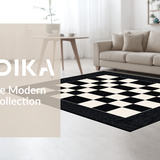 Contemporary Black and Ivory Checkerboard(Black)