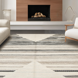 Ultra Soft Area Rug, Non Slip, Stain Resistant, Washable Area Rugs for Living Room, Bedroom, Rustic Striped Earth Tone Elegance(Beige)
