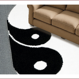 Ultra Soft Area Rug, Non Slip, Stain Resistant, Washable Area Rugs for Living Room, Bedroom, Modern Yin Yang Non-Slip Meditation Doormat(Black)