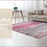 Ultra Soft Area Rug, Non Slip, Stain Resistant, Washable Area Rugs for Living Room, Bedroom, Faded Geometric Multicolor Elegance(Pink)
