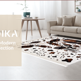Ultra Soft Area Rug, Non Slip, Stain Resistant, Washable Area Rugs for Living Room, Bedroom, Rustic Faux Cowhide Decor for Small Spaces(White)