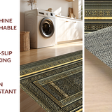 Ultra Soft Area Rug, Non Slip, Stain Resistant, Washable Area Rugs for Living Room, Bedroom, Glamorous Gold Geometric Charm(Gold)