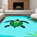 Ultra Soft Area Rug, Non Slip, Stain Resistant, Washable Area Rugs for Living Room, Bedroom, Vibrant Oceanic Animal Motif(Blue)