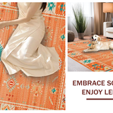Ultra Soft Area Rug, Non Slip, Stain Resistant, Washable Area Rugs for Living Room, Bedroom, Artistic Medallion Inspired Composition(Orange)
