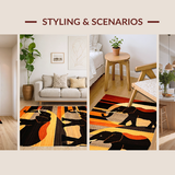Ultra Soft Area Rug, Non Slip, Stain Resistant, Washable Area Rugs for Living Room, Bedroom, Striking Sunset Gradient Motif(Brown)
