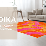 Ultra Soft Area Rug, Non Slip, Stain Resistant, Washable Area Rugs for Living Room, Bedroom, 1970s Inspired Colorful Swirls(Orange)
