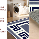 Ultra Soft Area Rug, Non Slip, Stain Resistant, Washable Area Rugs for Living Room, Bedroom, Rustic Neutral Trellis Composition(Blue)