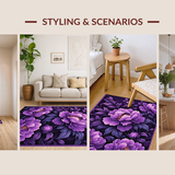 Ultra Soft Area Rug, Non Slip, Stain Resistant, Washable Area Rugs for Living Room, Bedroom, Vibrant Floral Round Design(Purple)
